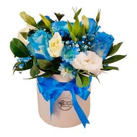 Box de Flores Azul e Branco